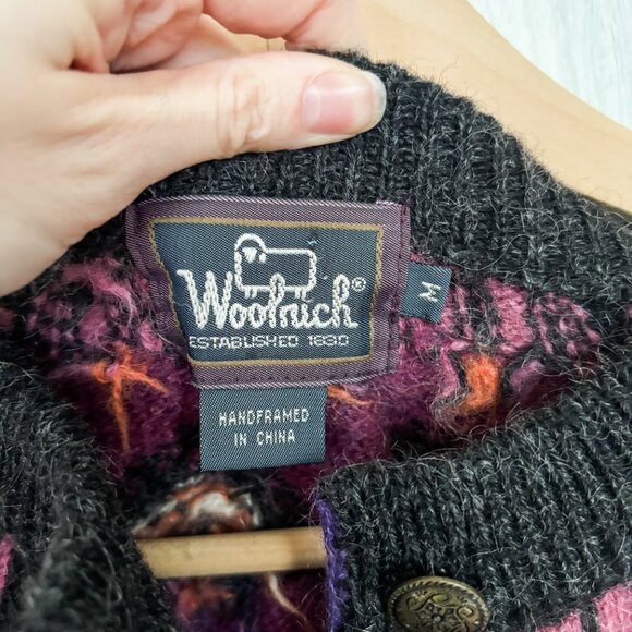 Woolrich Vintage Gray Handframed Long Sleeve Button Wool Mohair Blend Sweater - Picture 6 of 8